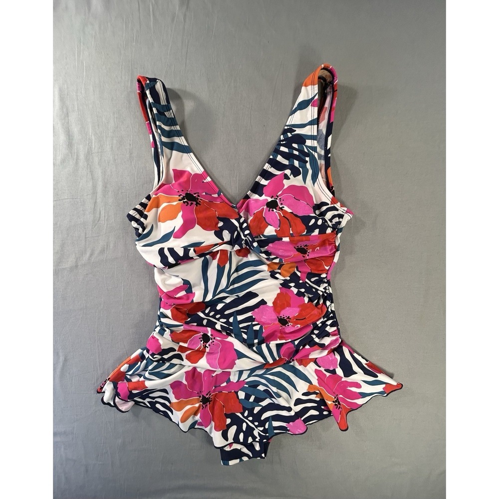Alisha Levine Swimsuit Vibrant Multicolor Floral Palm Leaf Print Women's 10